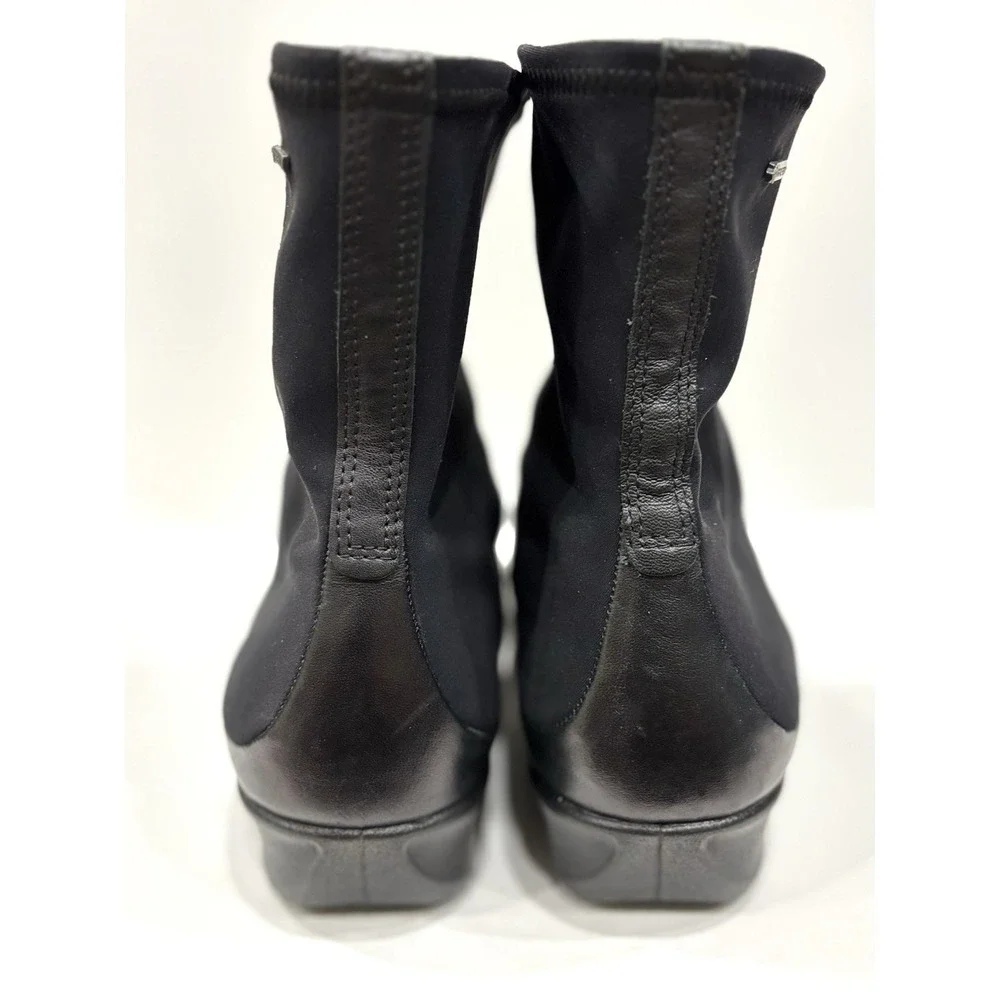 ECCO Women's Black Gore-Tex Stretch Ankle Boots EU 41 Low Wedge Slip-On